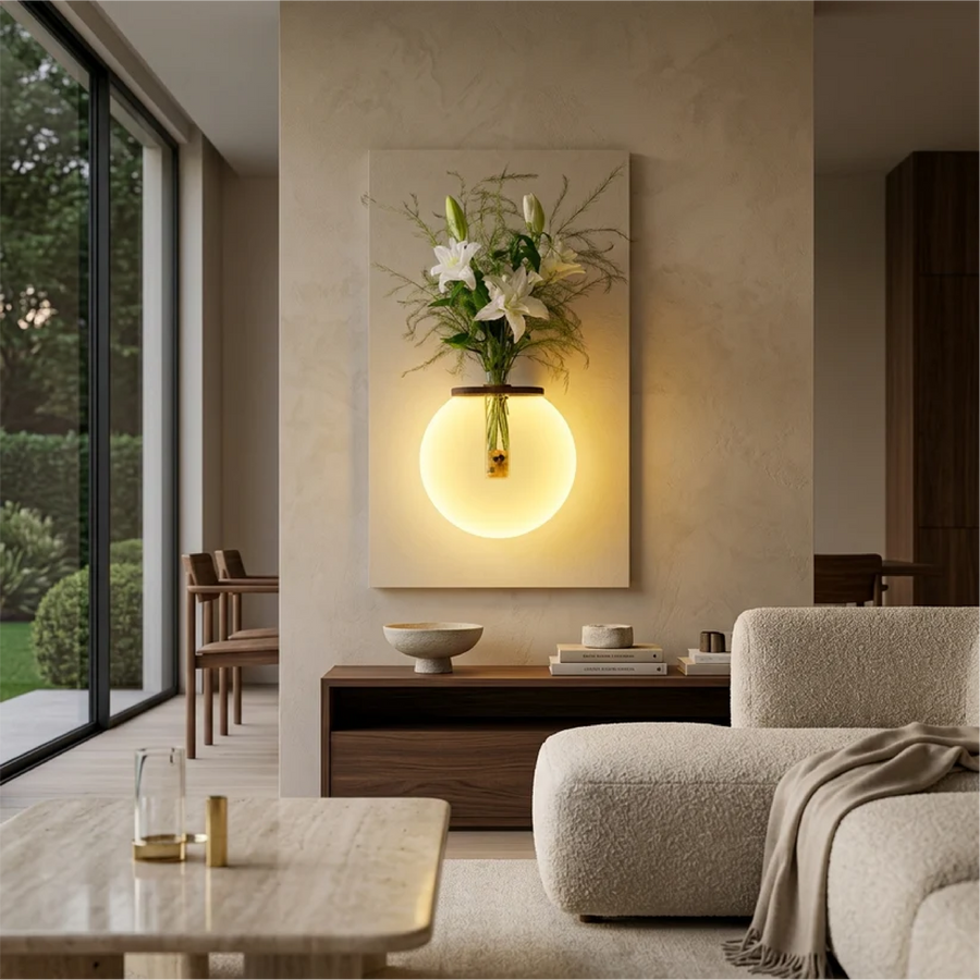 Lumi Crafts Sun Glow Wall Light with Floral Shelf