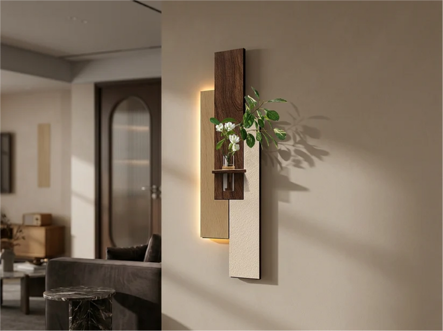 Lumi Crafts Slim Stack Glow Wall Light with Plant Shelf