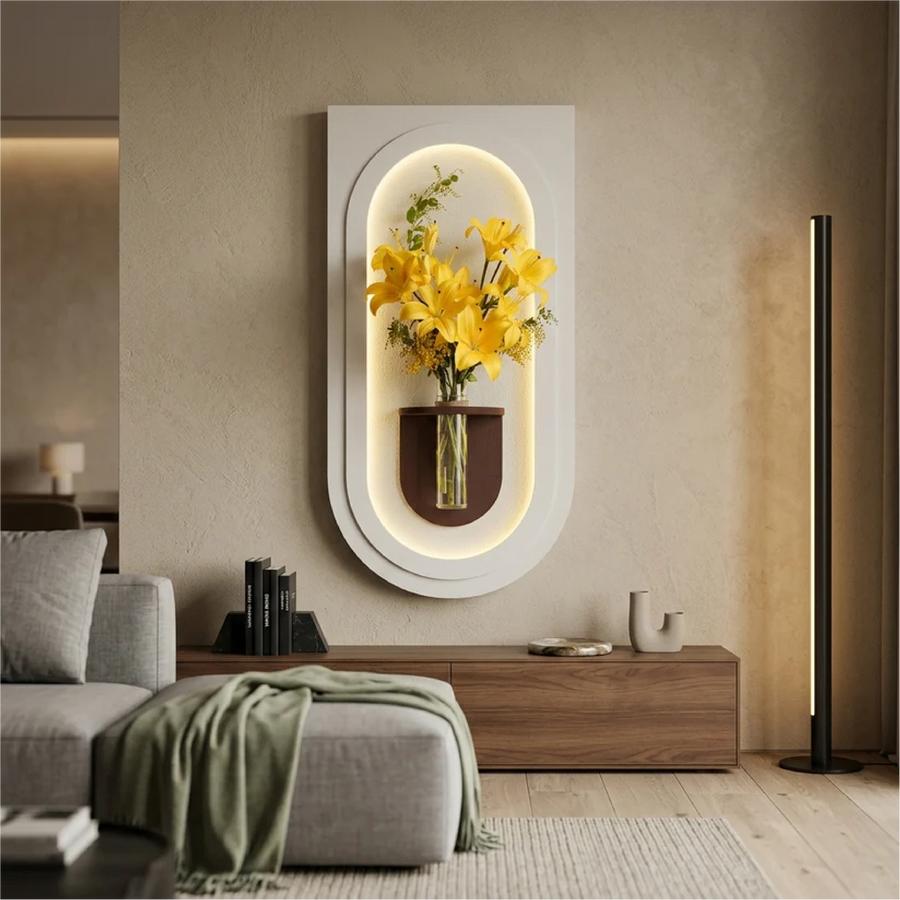 Lumi Crafts Oval Glow Wall Light with Floral Vase