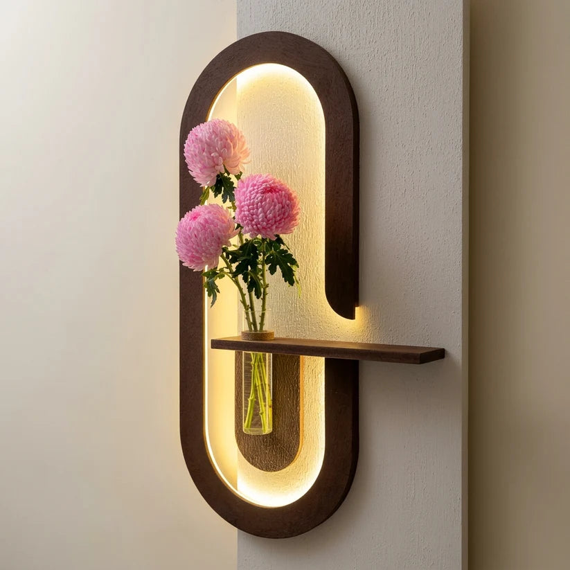 Lumi Crafts Oval Loop Wall Light with Floral Shelf
